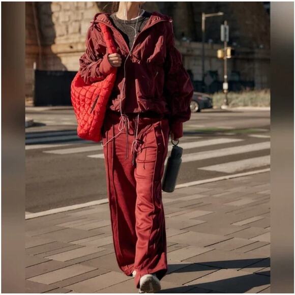 NWT Free People Movement Fineline Wide Leg Pants Red Size S - Picture 4 of 8